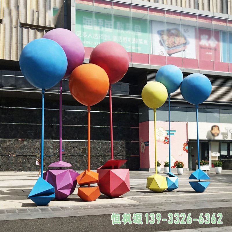 大型户外玻璃钢气球雕塑广场大型不锈钢雕塑定制商业街区装饰摆件