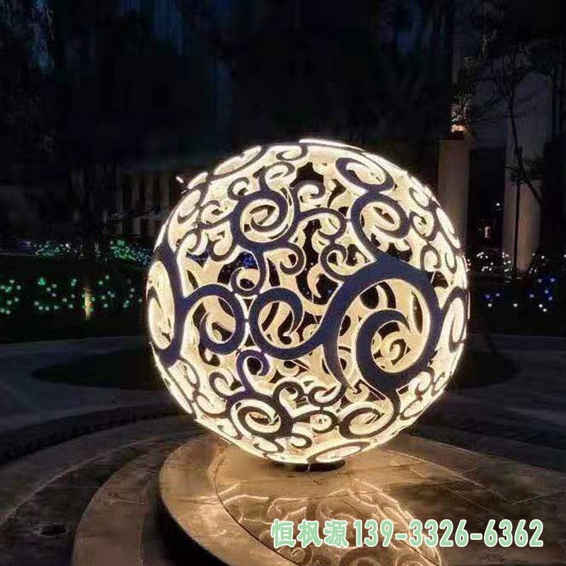 定制不锈钢圆球雕塑户外校园大型镂空花球广场公园现代城市雕塑