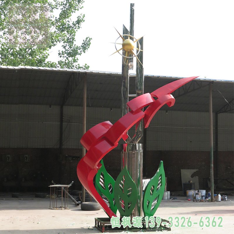 园林景观不锈钢雕塑抽象不锈钢树叶大型景观工程摆件