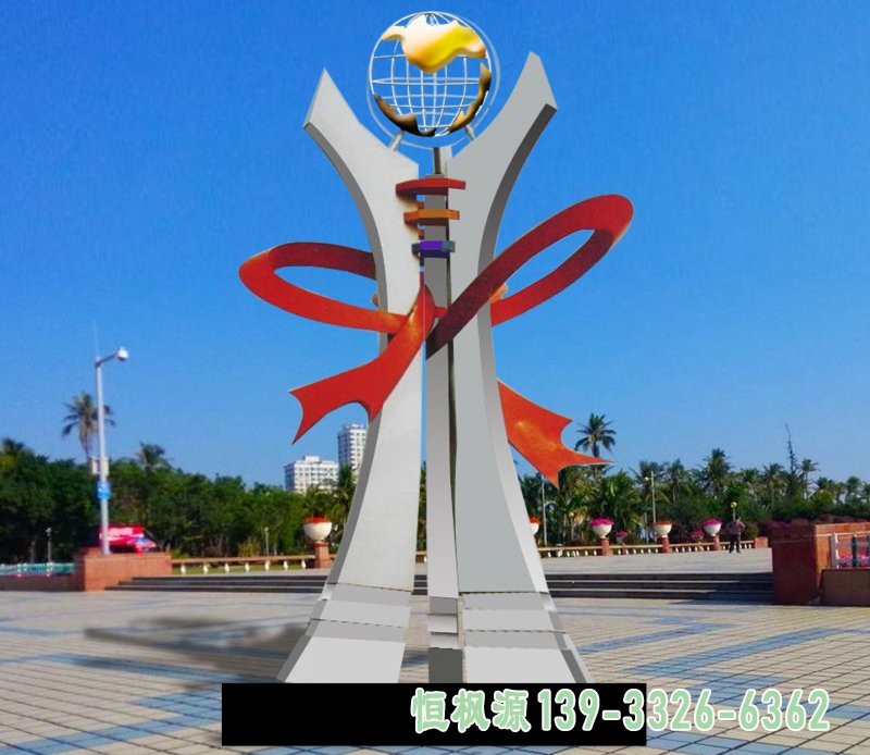 不锈钢抽象环球雕塑企业不锈钢雕塑