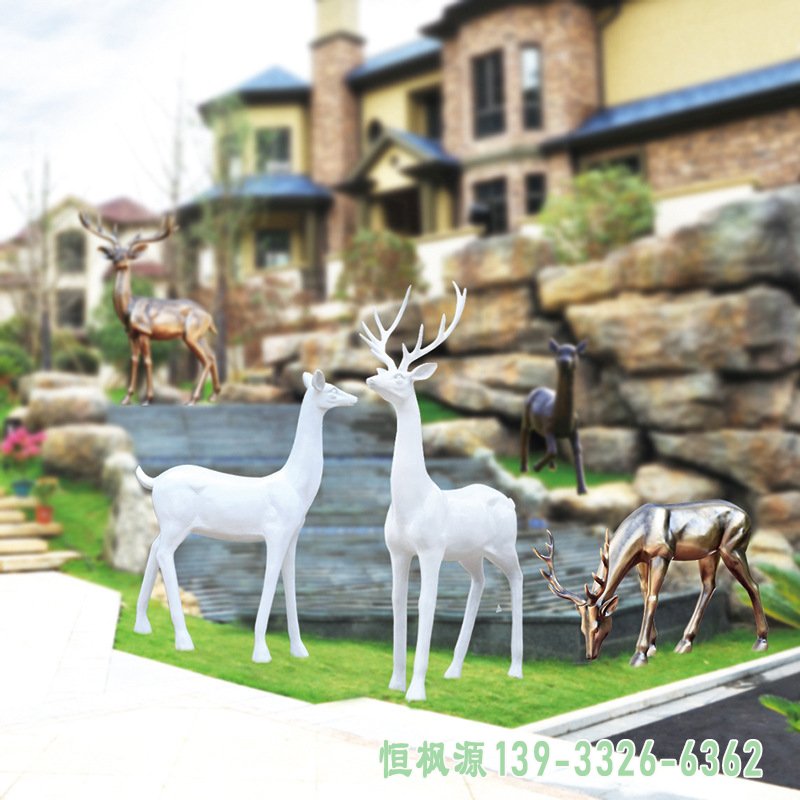 广场不锈钢雕塑定制园林景观麋鹿雕塑大型室外不锈钢雕塑动物雕塑