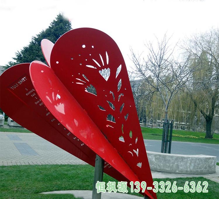 创意红色镂空公园景观不锈钢雕塑