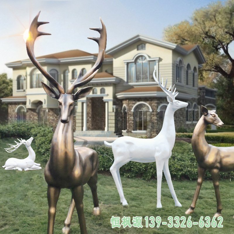 广场不锈钢雕塑定制园林景观麋鹿雕塑大型室外不锈钢雕塑动物雕塑
