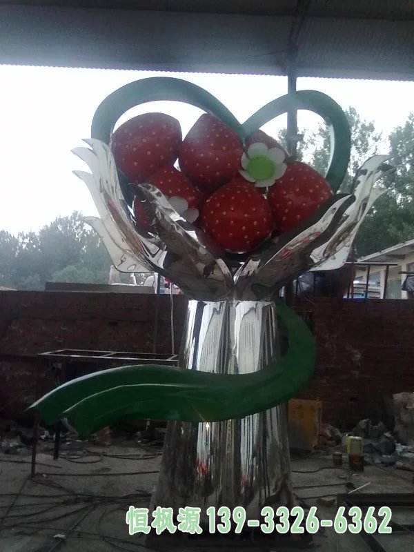 不锈钢草莓雕塑不锈钢水果雕塑