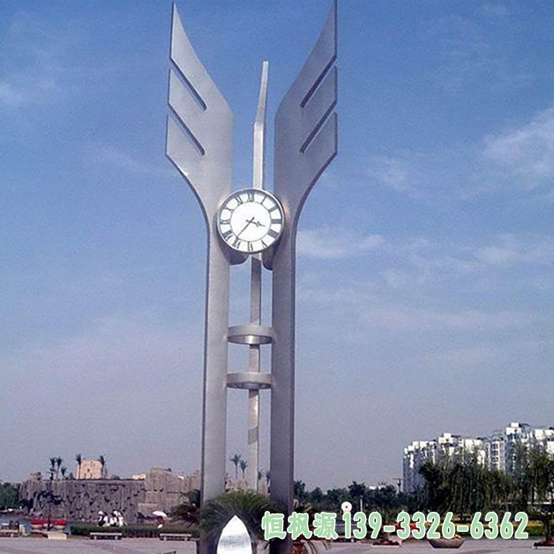 不锈钢钟表雕塑广场景观雕塑